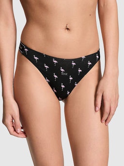 Victoria's Secret - PINK Logo Cotton High-Leg Thong Panty Black