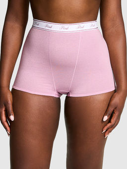 Victoria's Secret - PINK Logo Cotton Shimmer High-Waist Boyshort Panty Pink