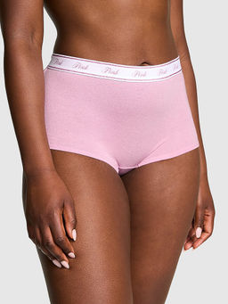 Victoria's Secret - PINK Logo Cotton Shimmer Boyshort Panty Pink