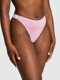 Victoria's Secret - PINK Logo Cotton High-Leg Thong Panty Pink