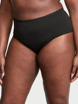 Victoria's Secret - The Lacie Cotton Lace-Waist Cheeky Panty Black