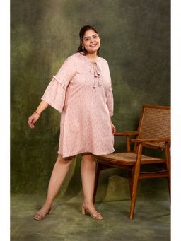 etre comfortwear - Women Pink Printed Hanna Tie Up Shift Dress