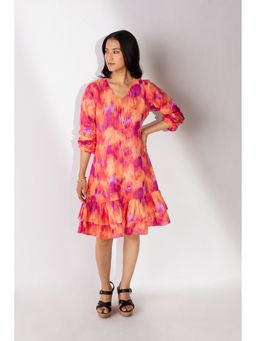 etre comfortwear - Women Pink Sunset Ikat Charm Flared Dress