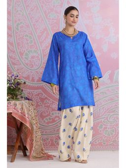 HOUSE OF KARI - Women Blue Cotton Blend Floral Kurta with Palazzo