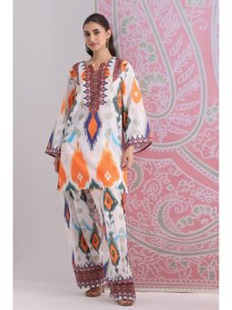 HOUSE OF KARI - Women Grey Cotton Blend Abstract Kurta with Palazzo