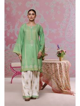 HOUSE OF KARI - Women Green Cotton Blend Abstract Kurta with Palazzo