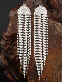 E2O - Gold Plated Multi Layered with White Stone Contemporary Drop Earring