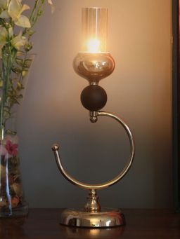 At Home by Nilkamal - Semi Arc Candle Stand (Black & Gold)