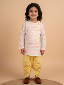 Polka Tots - Kids Printed Kurta with Dhoti- Yellow (Set of 2)