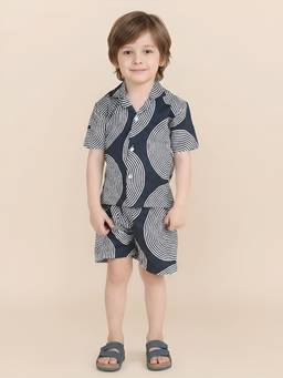 Polka Tots - Boys Blue Geometric Co-Ord (Set of 2)