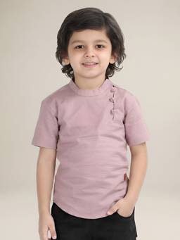 Polka Tots - Pink Cotton Half Sleeve Festive Wear Kurta