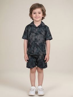 Polka Tots - Cotton Half Sleeve Tropical Print Co-Ord Set