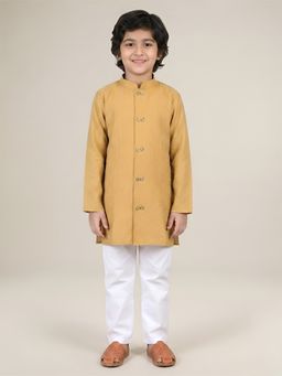 Polka Tots - Boys Yellow Cotton Kurta with Pyjama