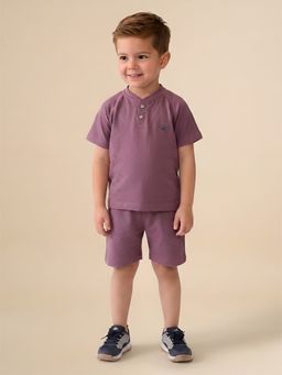 Polka Tots - Cotton Half Sleeve Solid T-Shirt With Shorts