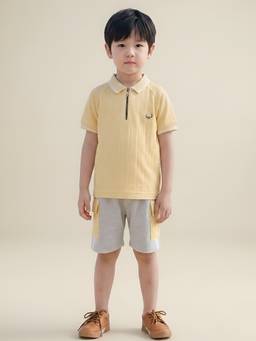 Polka Tots - Cotton Half Sleeve Solid Polo T-Shirt With Shorts