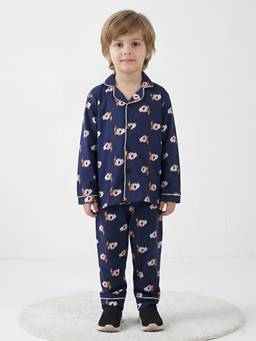 Polka Tots - Cotton Full Sleeve Elephant Printed Night Suit
