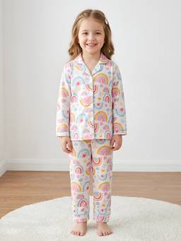 Polka Tots - Cotton Full Sleeve Rainbow Printed Night Suit
