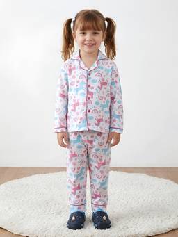 Polka Tots - Cotton Full Sleeve Unicorn Printed Night Suit