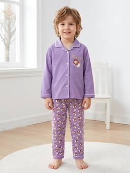 Polka Tots - Cotton Full Sleeve Lion Print Night Suit