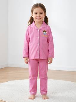 Polka Tots - Cotton Full Sleeve Angle Print Night Suit