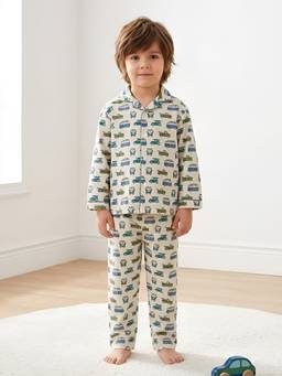Polka Tots - Cotton Full Sleeve Vehicle Print Night Suit