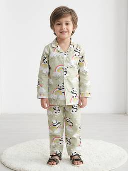 Polka Tots - Cotton Full Sleeve Panda Print Night Suit