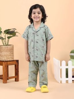 Polka Tots - Cotton Half Sleeve Zebra Print Night Suit