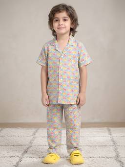 Polka Tots - Cotton Half Sleeve Lion Print Night Suit