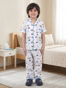 Polka Tots - Cotton Half Sleeve Rainbow Print Night Suit