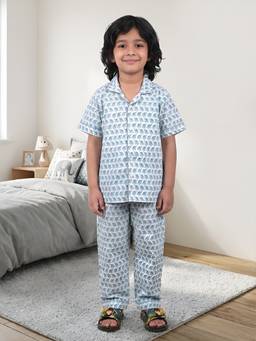 Polka Tots - Cotton Half Sleeve Animal Print Night Suit