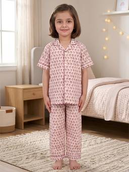Polka Tots - Cotton Half Sleeve Animal Print Night Suit