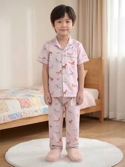 Polka Tots - Cotton Half Sleeve Horse Print Night Suit