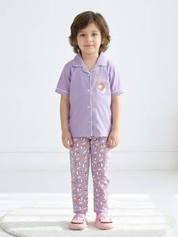 Polka Tots - Cotton Half Sleeve Lion Print Night Suit
