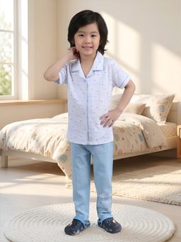 Polka Tots - Cotton Half Sleeve Boat Print Night Suit