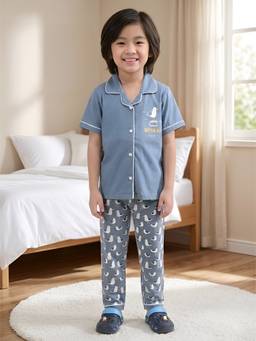 Polka Tots - Cotton Half Sleeve Bird Print Night Suit