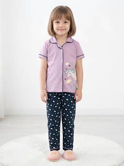 Polka Tots - Cotton Half Sleeve Unicorn Print Night Suit