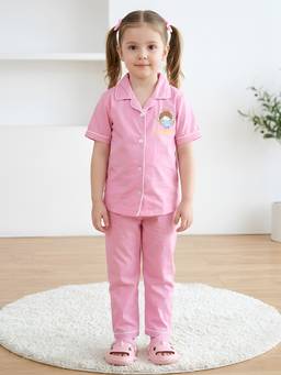 Polka Tots - Cotton Half Sleeve Angle Print Night Suit