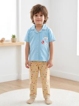 Polka Tots - Cotton Half Sleeve Bird Print Night Suit