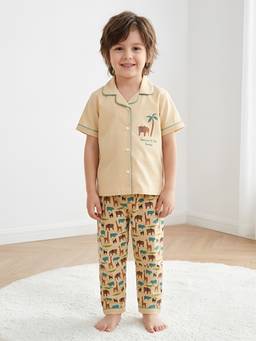 Polka Tots - Cotton Half Sleeve Elephant Print Night Suit