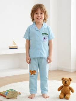 Polka Tots - Cotton Half Sleeve Elephant Patch Night Suit