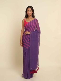 Suta - Purple Stripes Pure Cotton Saree