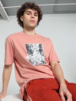 Puma - CLUB DE COURSE Graphic Relaxed Fit Peach T-Shirt