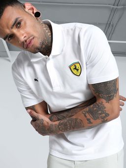 Puma - Scuderia Ferrari Race Mens Graphic Motorsport White Polo T-Shirt