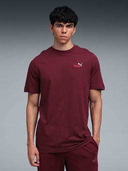 Puma - Mens 2 Colour Small No. 1 Logo Maroon T-Shirt