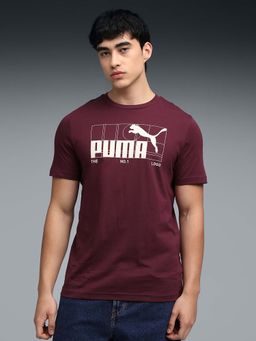 Puma - House of Graphics Men Graphic Cotton Maroon T-shirt
