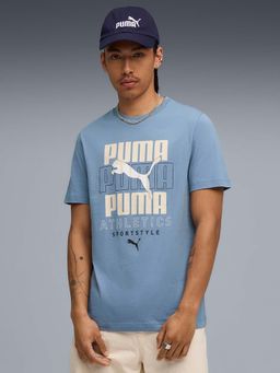 Puma - House of Graphics Men Graphic Cotton Blue T-shirt