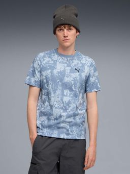 Puma - TECH Better Mens All-Over-Print Cotton Blue T-Shirt
