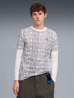 Puma - Essentials Logo Lab Mens Cotton All-Over-Print White T-Shirt