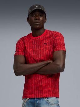 Puma - Essentials Logo Lab Mens Cotton All-Over-Print Red T-Shirt