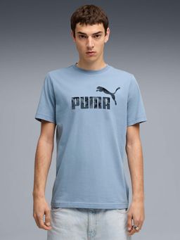 Puma - Essentials Mens Camo Graphic Cotton Blue T-Shirt